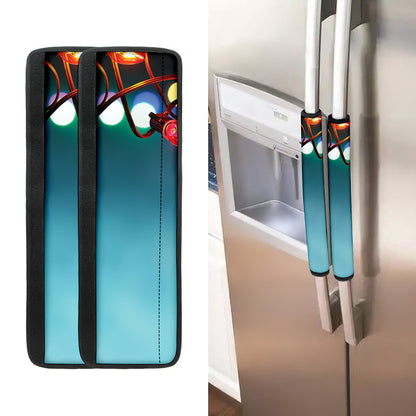 LED Christmas String Lights Print Refrigerator Handle Covers