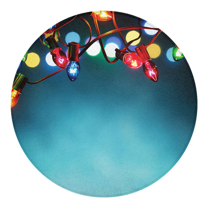 LED Christmas String Lights Print Round Blanket