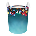 LED Christmas String Lights Print Round Laundry Basket