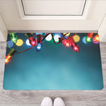 LED Christmas String Lights Print Rubber Doormat