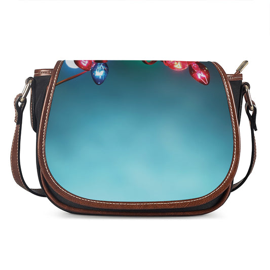 LED Christmas String Lights Print Saddle Bag