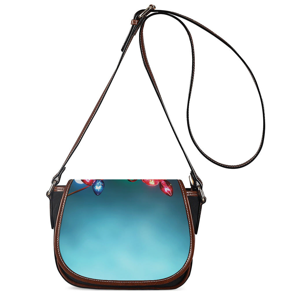 LED Christmas String Lights Print Saddle Bag