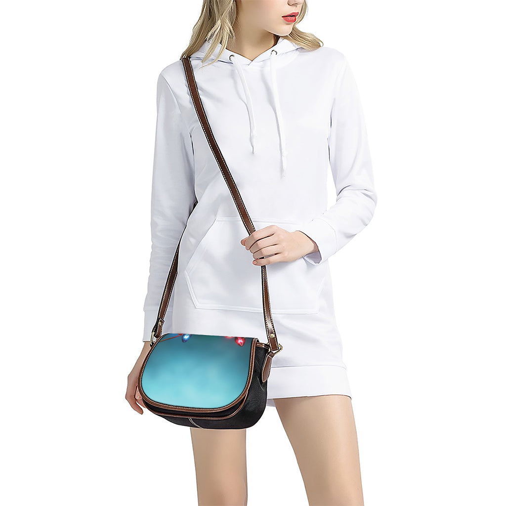 LED Christmas String Lights Print Saddle Bag