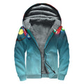 LED Christmas String Lights Print Sherpa Lined Zip Up Hoodie