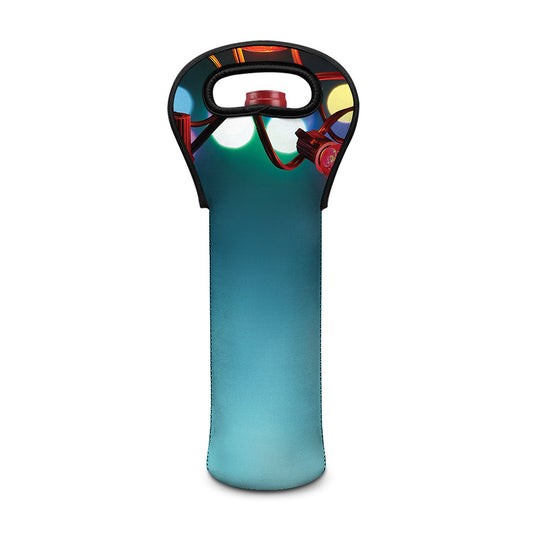 LED Christmas String Lights Print Single Neoprene Wine Tote