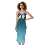 LED Christmas String Lights Print Slim Fit Midi Cami Dress