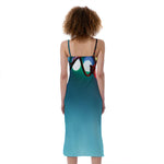 LED Christmas String Lights Print Slim Fit Midi Cami Dress