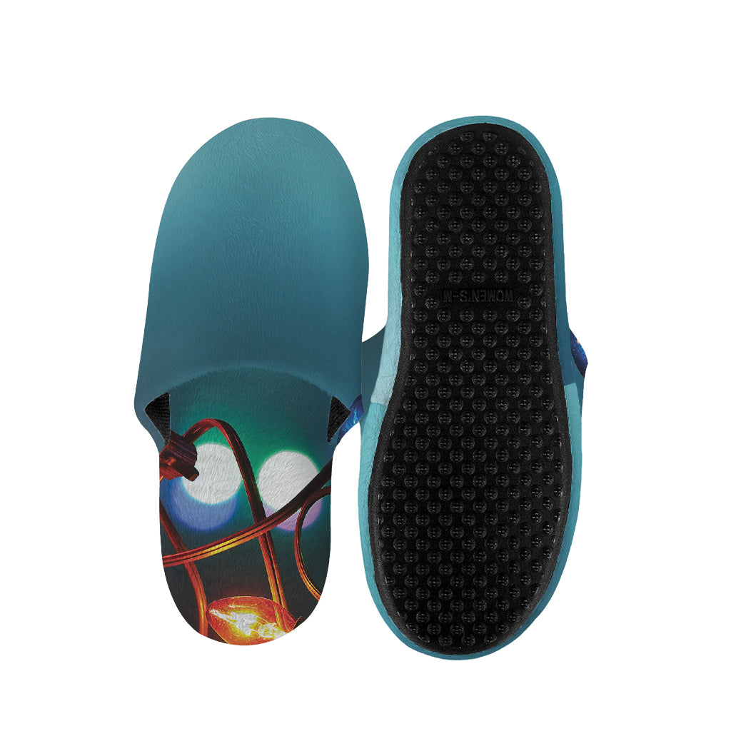 LED Christmas String Lights Print Slippers