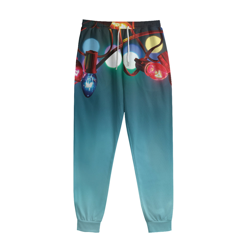 LED Christmas String Lights Print Sweatpants