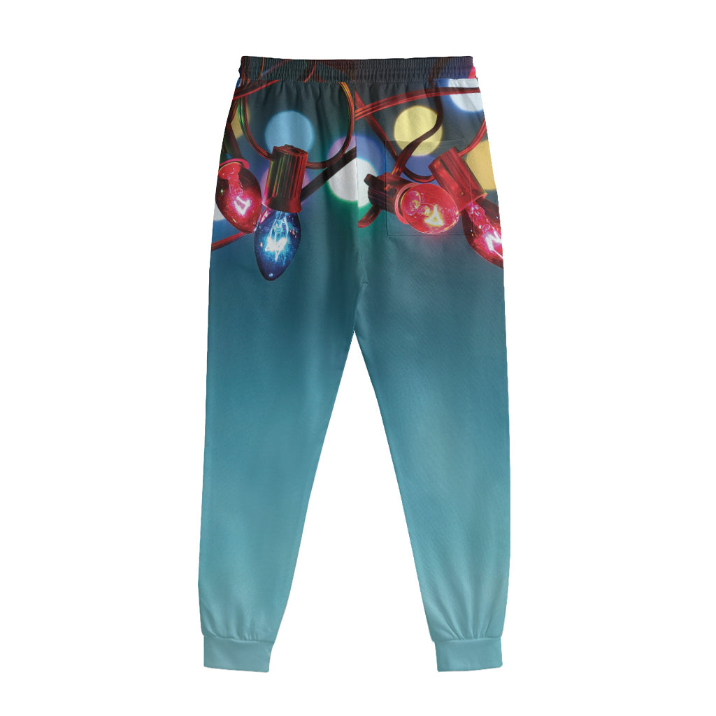 LED Christmas String Lights Print Sweatpants