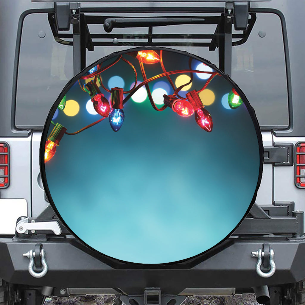 LED Christmas String Lights Print Tire Cover