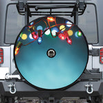 LED Christmas String Lights Print Tire Cover With Camera Hole