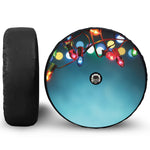 LED Christmas String Lights Print Tire Cover With Camera Hole