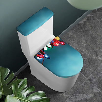LED Christmas String Lights Print Toilet Lid And Tank Cover Set