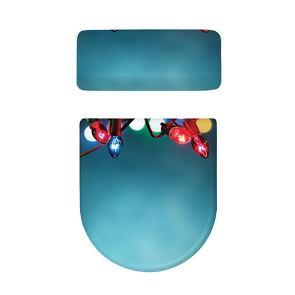 LED Christmas String Lights Print Toilet Lid And Tank Cover Set