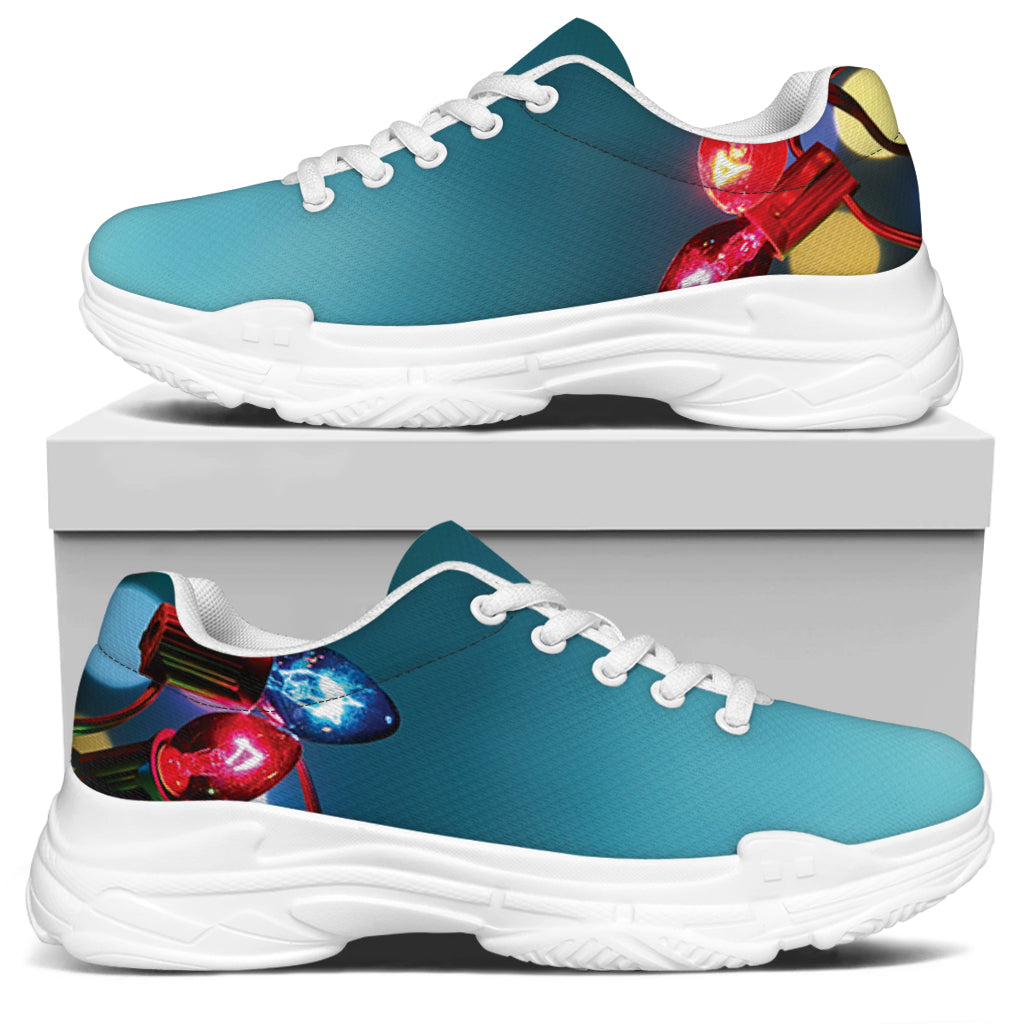 LED Christmas String Lights Print White Chunky Shoes