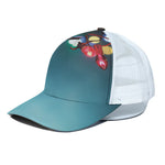 LED Christmas String Lights Print White Mesh Trucker Cap