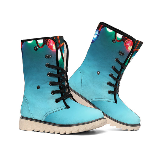 LED Christmas String Lights Print Winter Boots