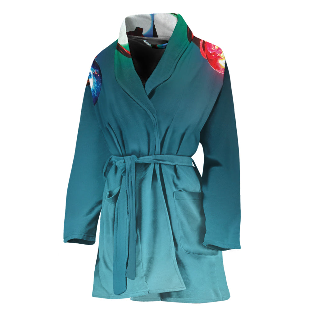 LED Christmas String Lights Print Women's Bathrobe