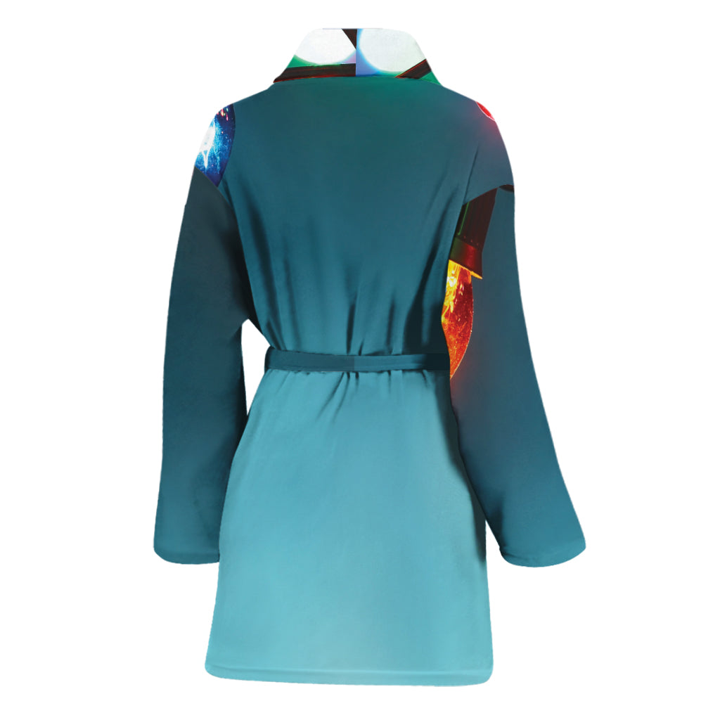 LED Christmas String Lights Print Women's Bathrobe