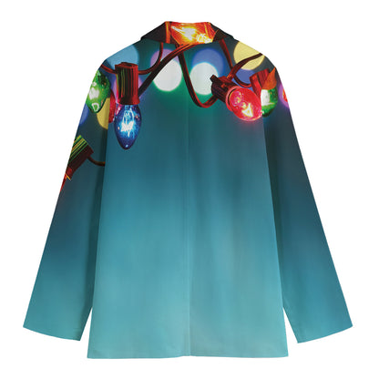 LED Christmas String Lights Print Women's Blazer