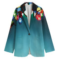 LED Christmas String Lights Print Women's Cotton Blazer