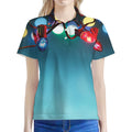 LED Christmas String Lights Print Women's Polo Shirt