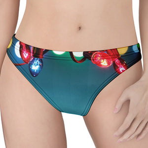 LED Christmas String Lights Print Women's Thong