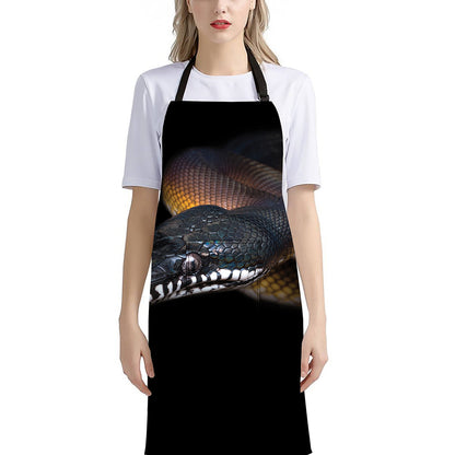 Leiopython Snake Print Bib Apron With Pocket