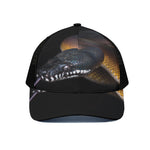 Leiopython Snake Print Black Mesh Trucker Cap