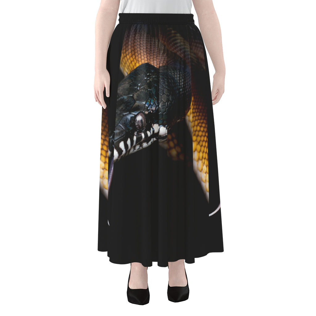 Leiopython Snake Print Chiffon Maxi Skirt