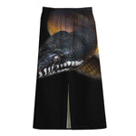 Leiopython Snake Print Cotton Front Slit Maxi Skirt