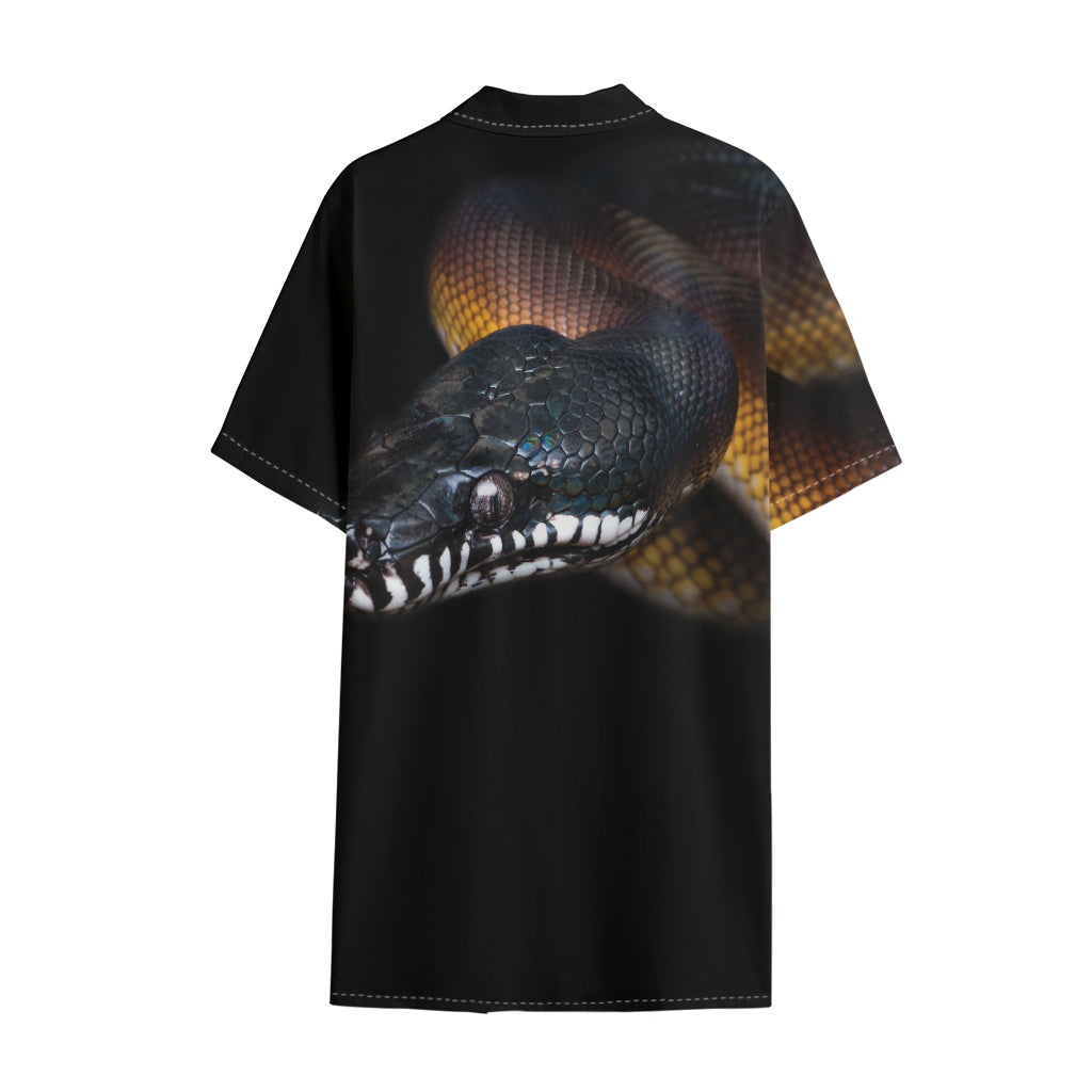 Leiopython Snake Print Cotton Hawaiian Shirt