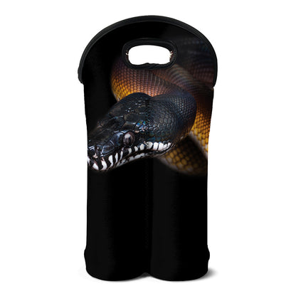 Leiopython Snake Print Double Neoprene Wine Tote