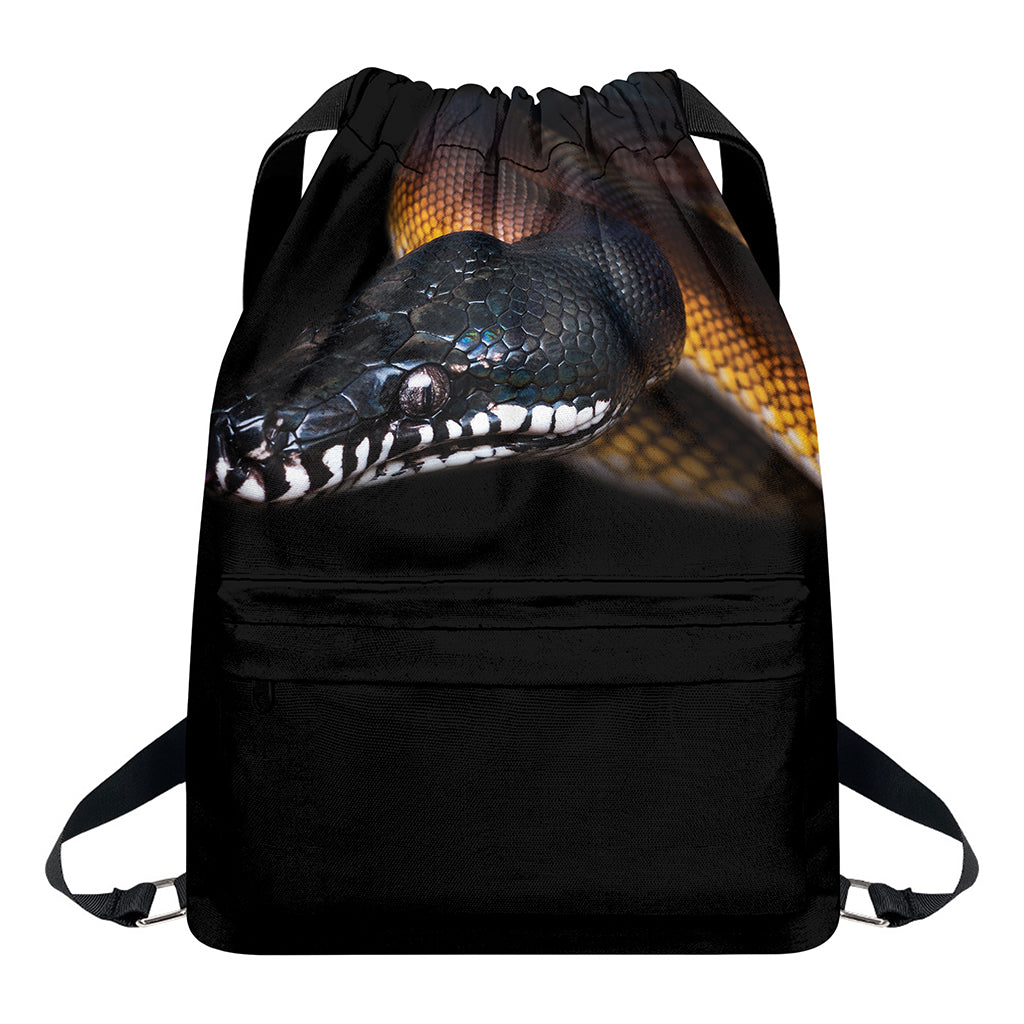 Leiopython Snake Print Drawstring Backpack