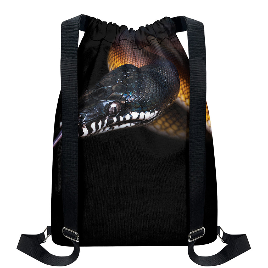 Leiopython Snake Print Drawstring Backpack