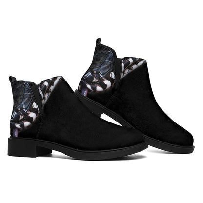 Leiopython Snake Print Flat Ankle Boots