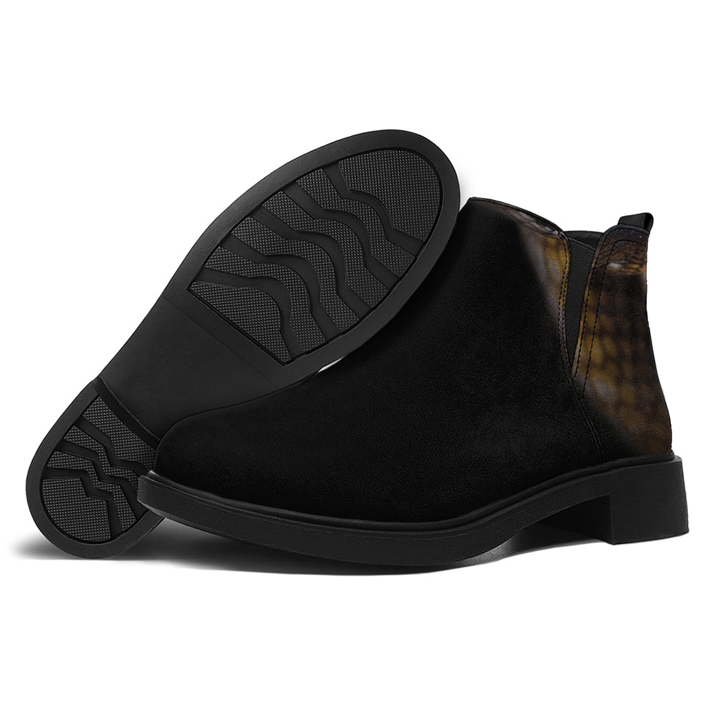 Leiopython Snake Print Flat Ankle Boots