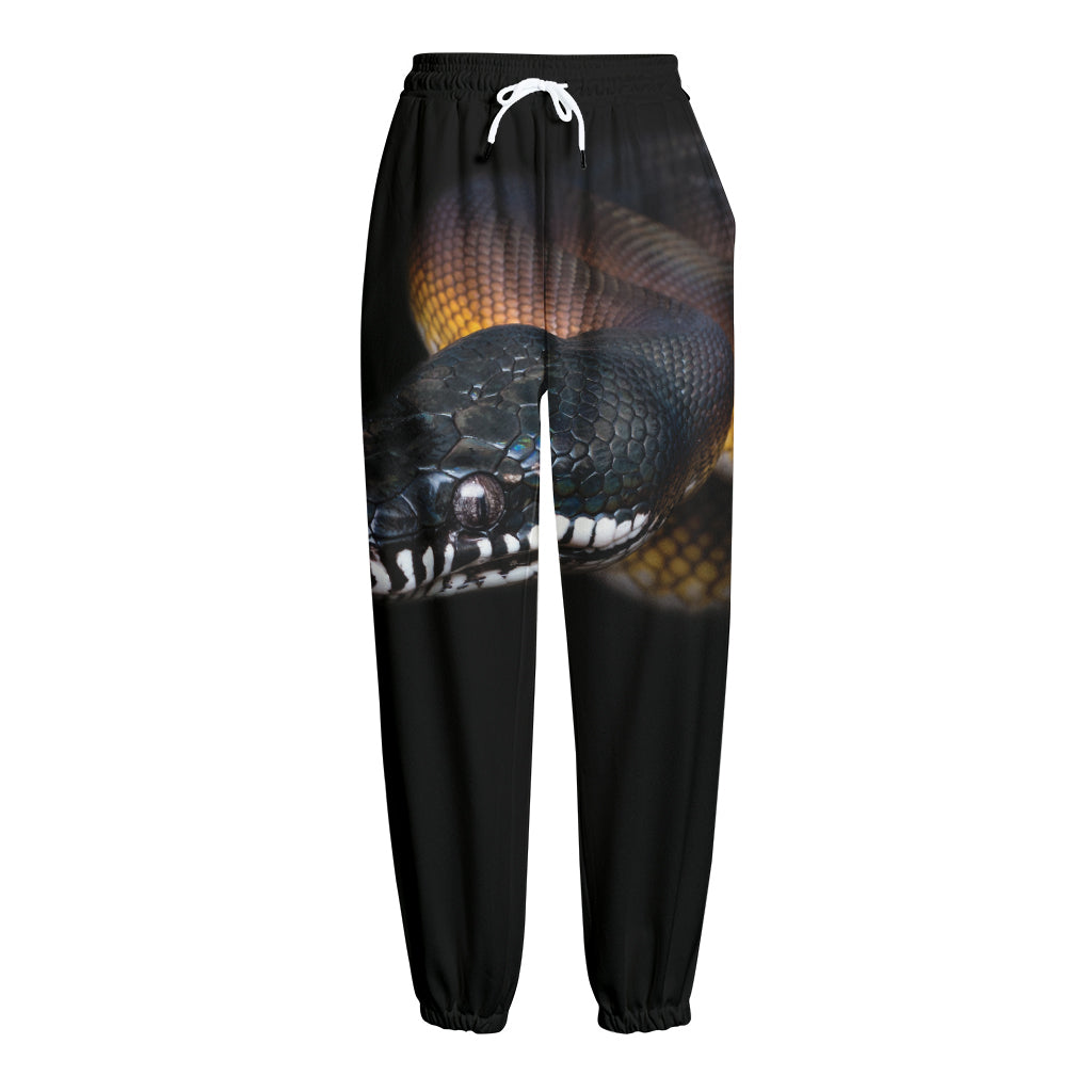 Leiopython Snake Print Fleece Lined Knit Pants