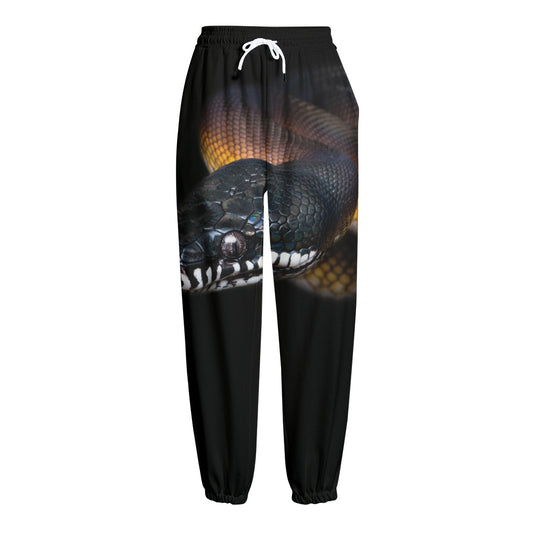 Leiopython Snake Print Fleece Lined Knit Pants