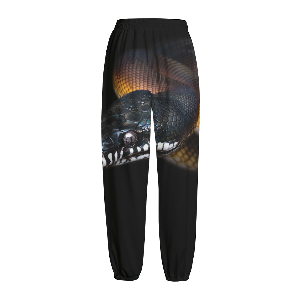 Leiopython Snake Print Fleece Lined Knit Pants