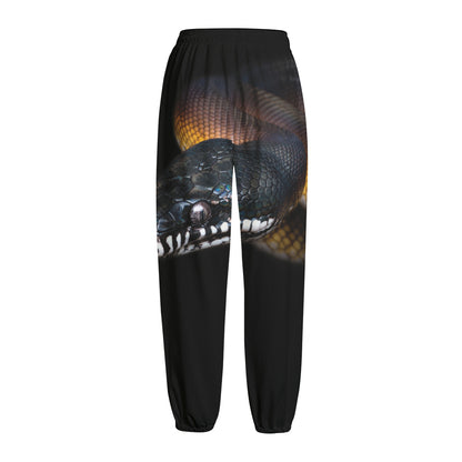 Leiopython Snake Print Fleece Lined Knit Pants