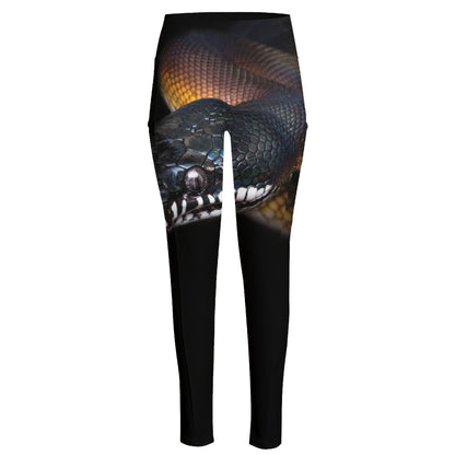 Leiopython Snake Print High-Waisted Pocket Leggings