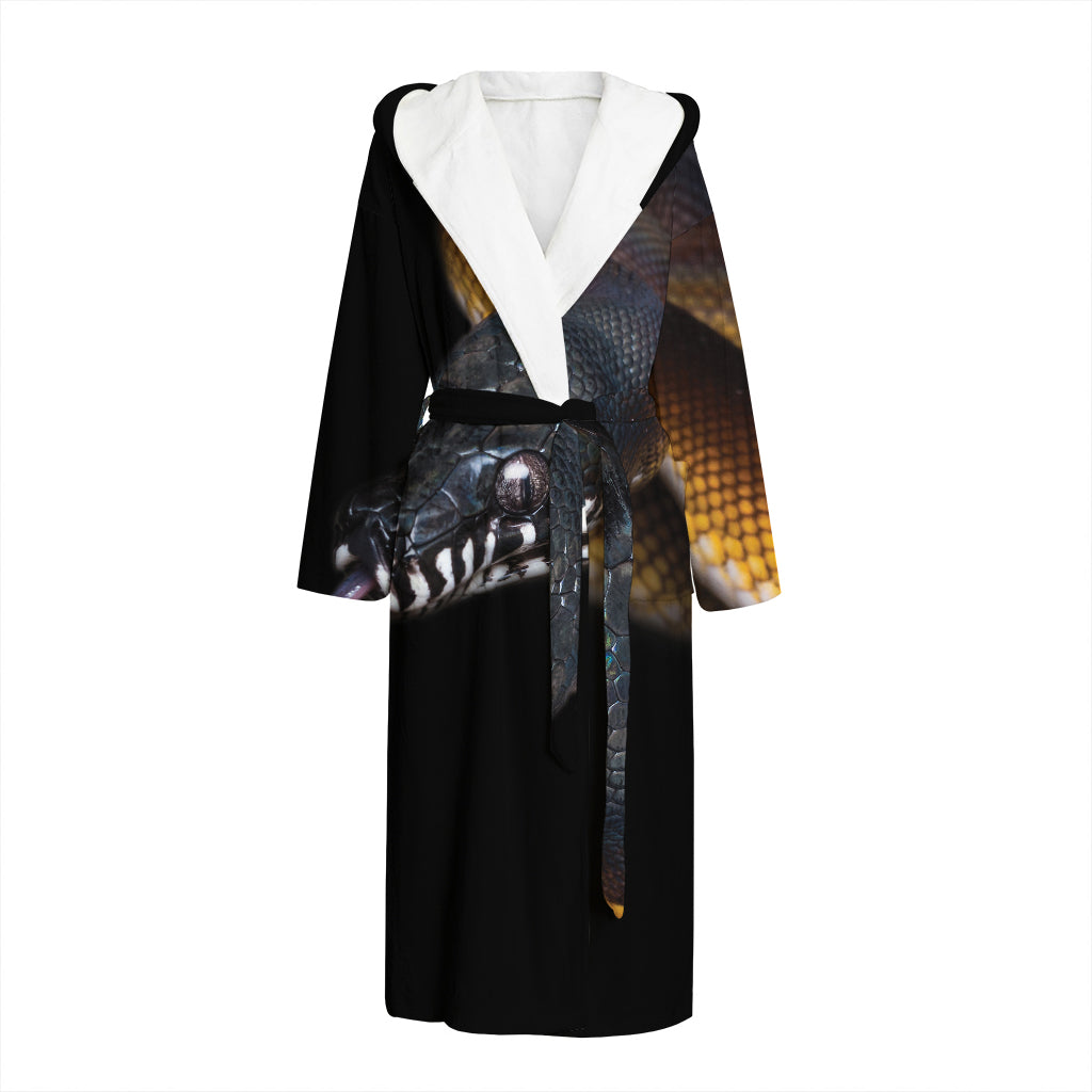 Leiopython Snake Print Hooded Bathrobe