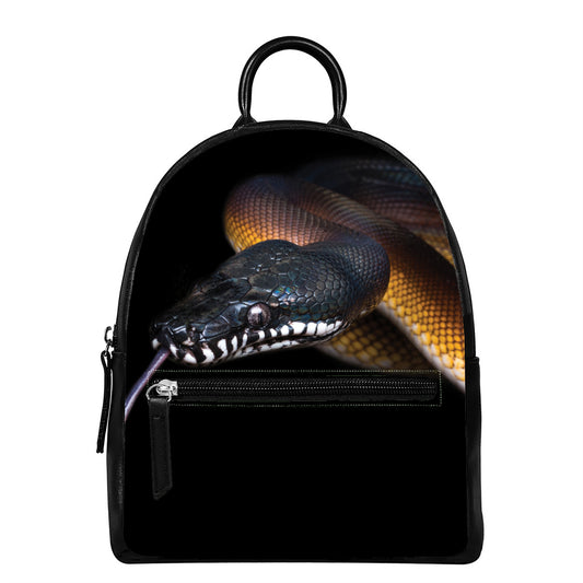 Leiopython Snake Print Leather Backpack