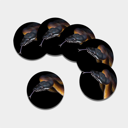 Leiopython Snake Print Leather Coaster Set