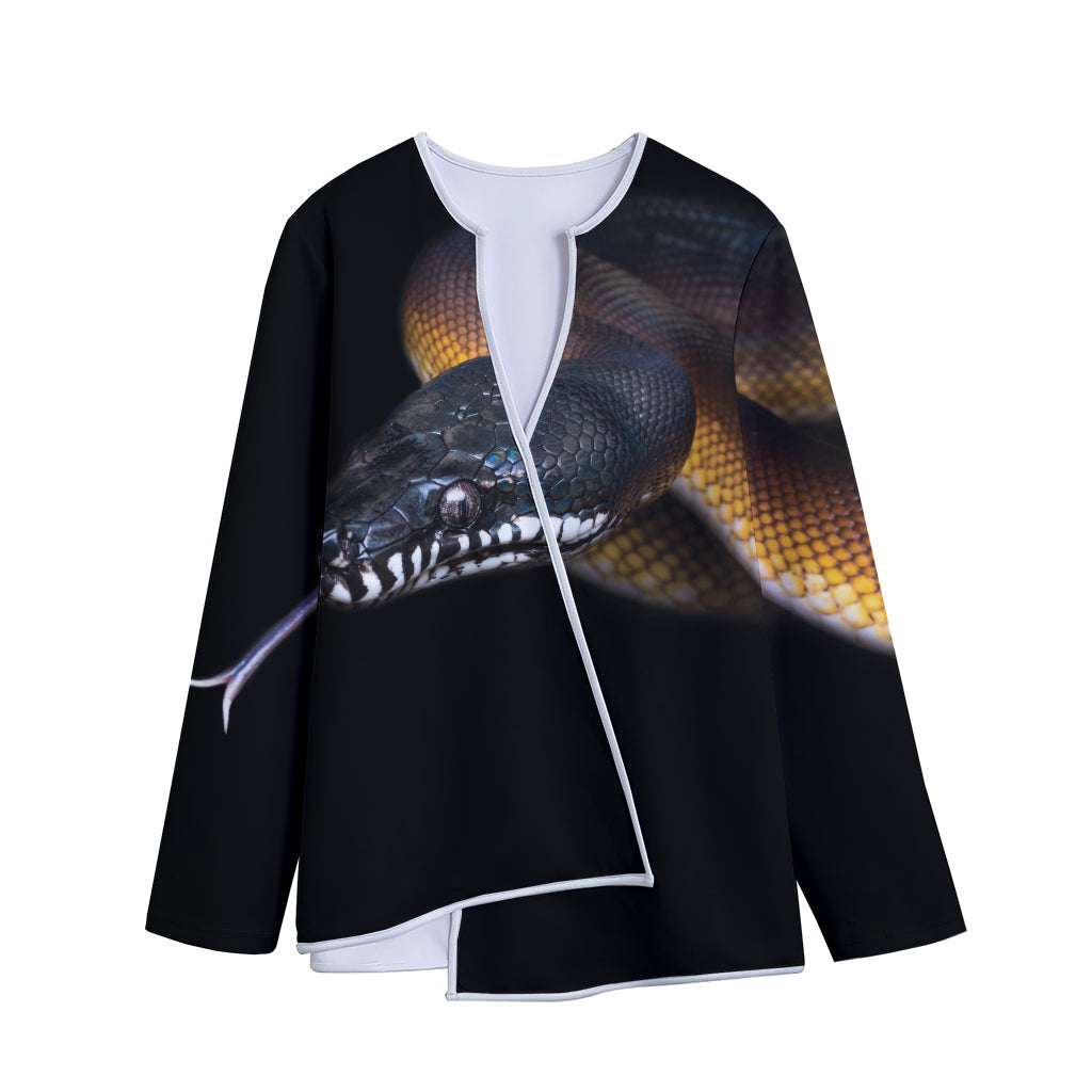 Leiopython Snake Print Long Sleeve Short Coat