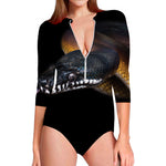 Leiopython Snake Print Long Sleeve Swimsuit