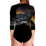 Leiopython Snake Print Long Sleeve Swimsuit