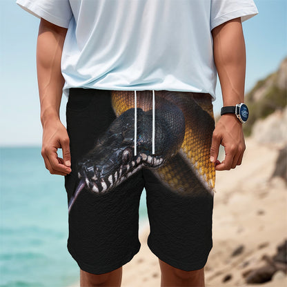 Leiopython Snake Print Men's Cargo Shorts
